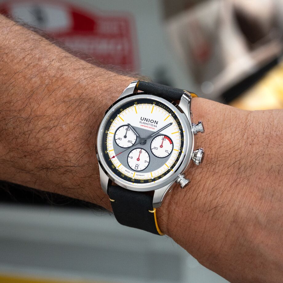 Union Glashütte Belisar Chronograph Limitierte Edition Silvretta Classic 44 mm, Automatikwerk, 65 Stunden Gangreserve Herrenuhr D009.427.18.011.09