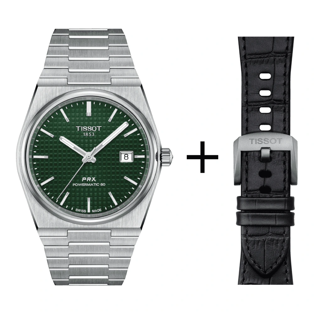Tissot Herrenuhr PRX Powermatic 80, T137.407.11.091.00 Set mit schwarzem Lederarmband