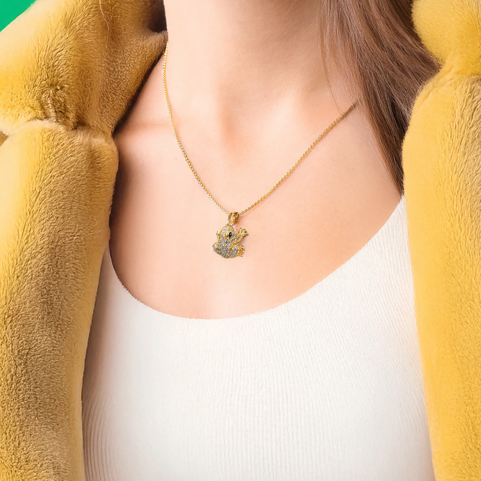 Seinerzeit Anhänger Lex Gold Frosch Halskette, Anhänger mit strahlend weißen Zirkonia
