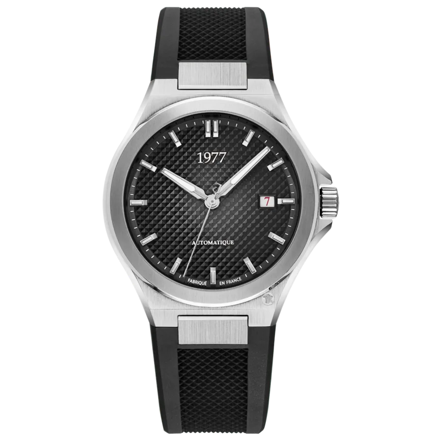 1977 ARSENE Automatik, 41 mm, Zifferblatt Schwarz, Kautschukband FKM Schwarz, Herrenuhr 1977P02133