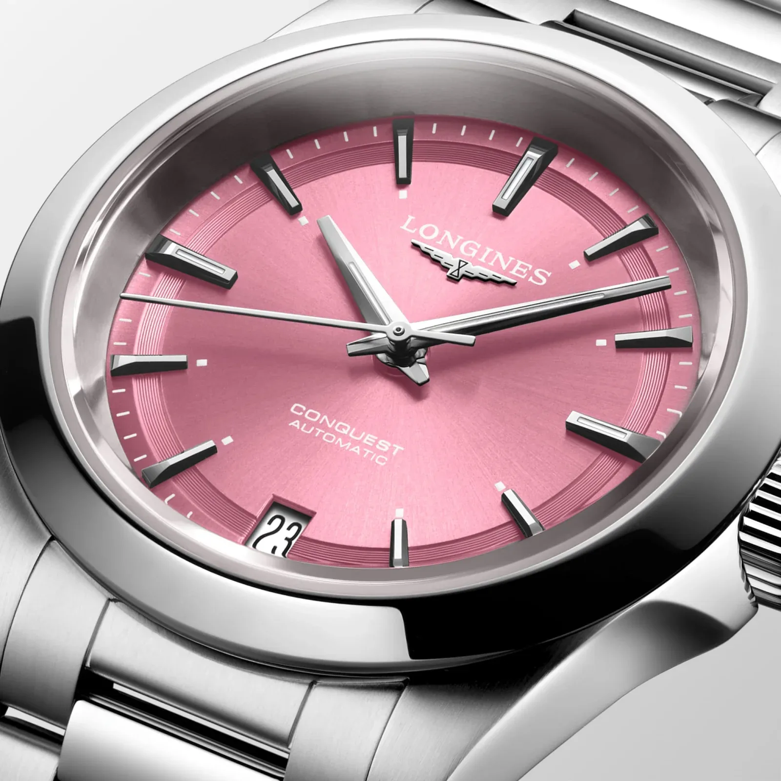 Longines Conquest Pink Edelstahlband 34 mm Damenuhr L3.430.4.99.6