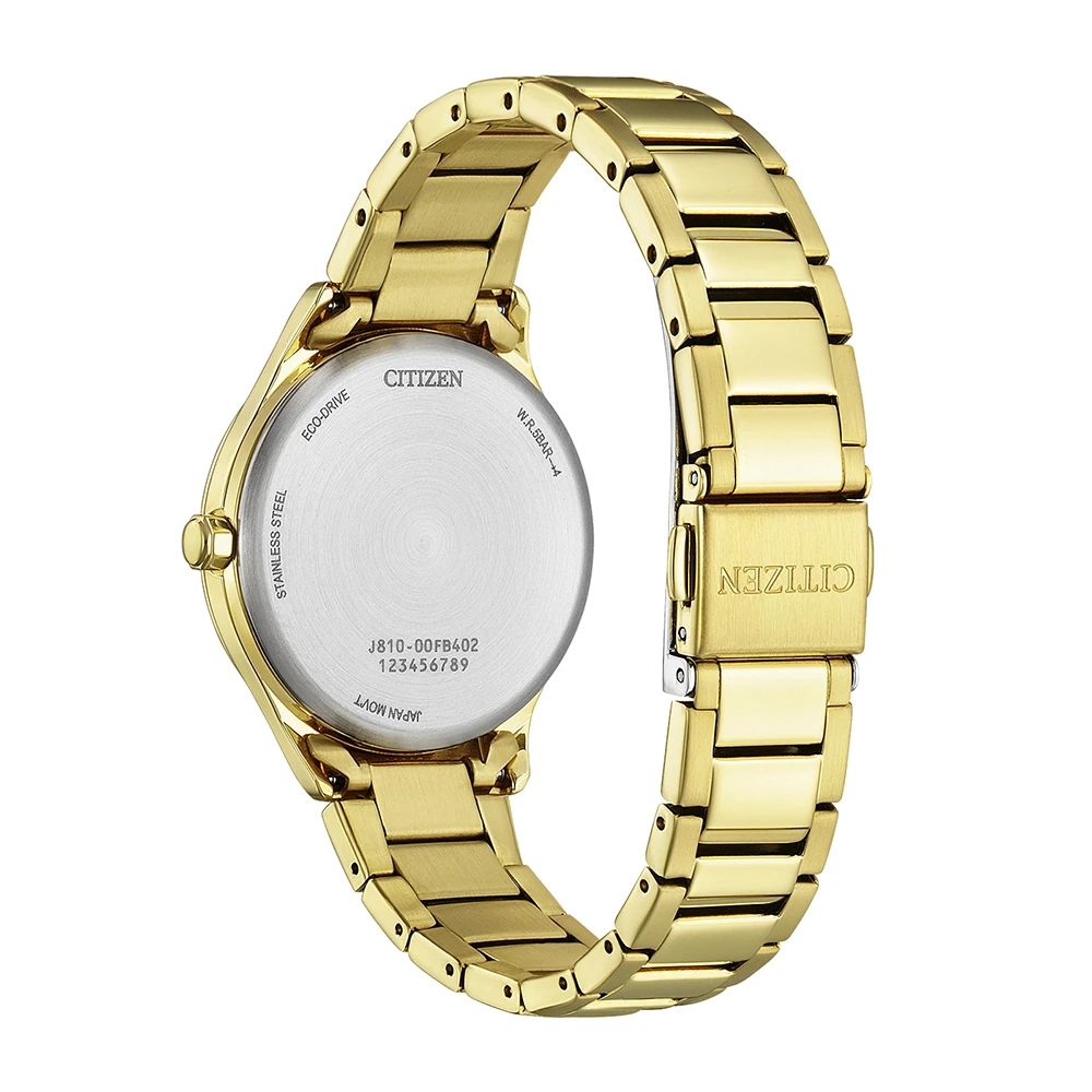 Citizen Eco-Drive Analog Quartz Edelstahl grün, 33.5mm Damenuhr FE6122-64X