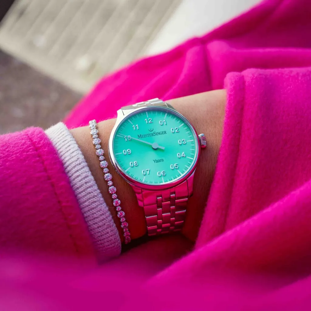 Meister Singer Yaara - Mint mit Silber, 36mm, Automatikuhrwerk Damenuhr YA929S