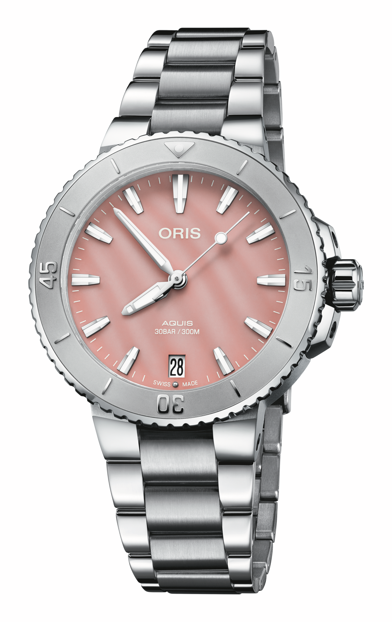 Oris Aquis Date 36,5mm Rot Perlmutt Damenuhr 01 733 7770 4158-07 8 18 05P