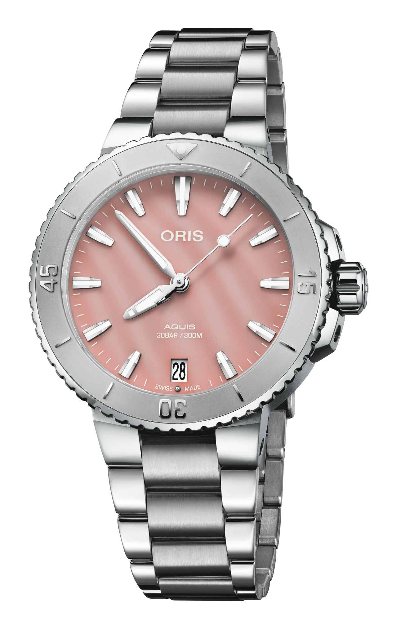 Oris Aquis Date 36,5mm Rot Perlmutt Damenuhr 01 733 7770 4158-07 8 18 05P