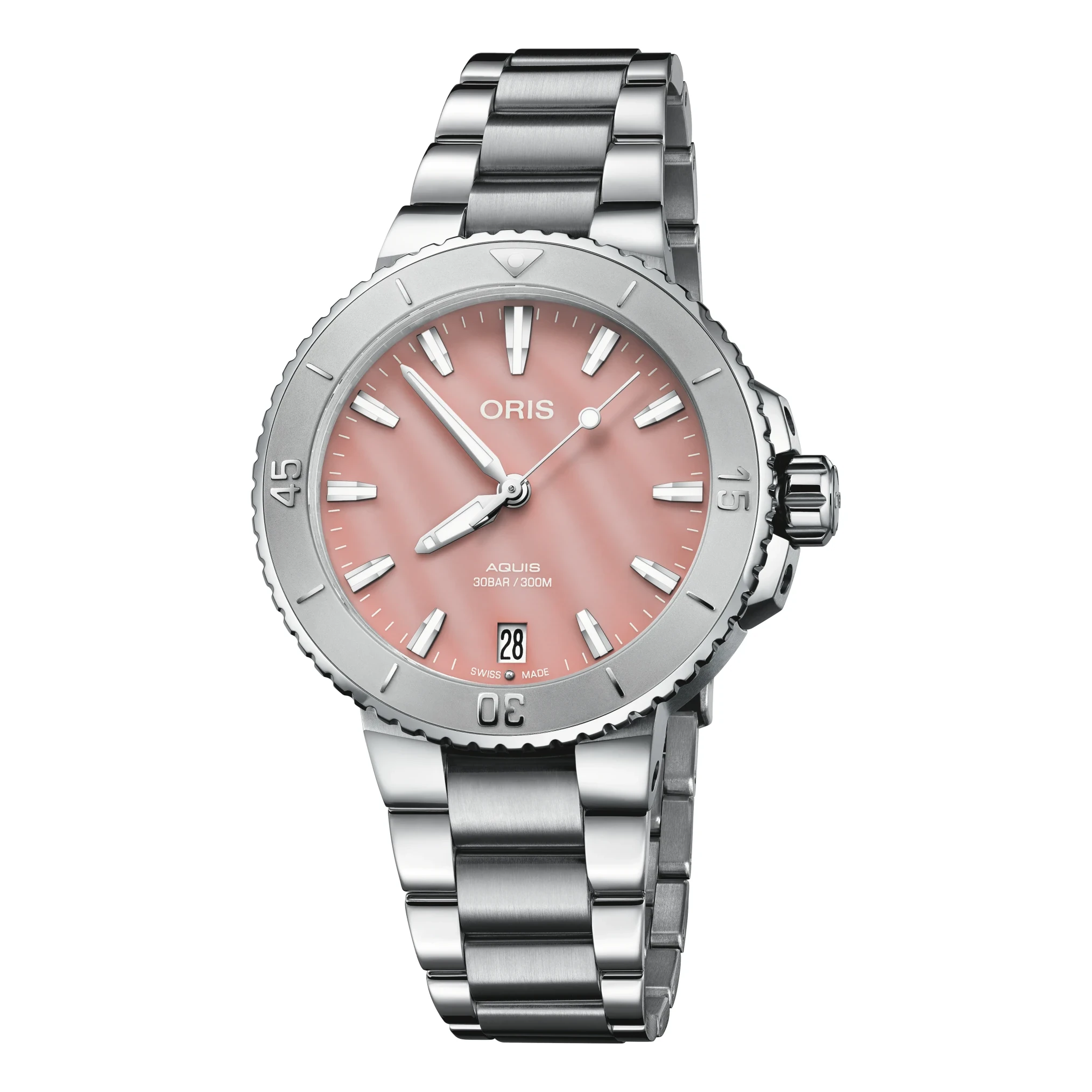 Oris Aquis Date 36,5mm Rot Perlmutt Damenuhr 01 733 7770 4158-07 8 18 05P