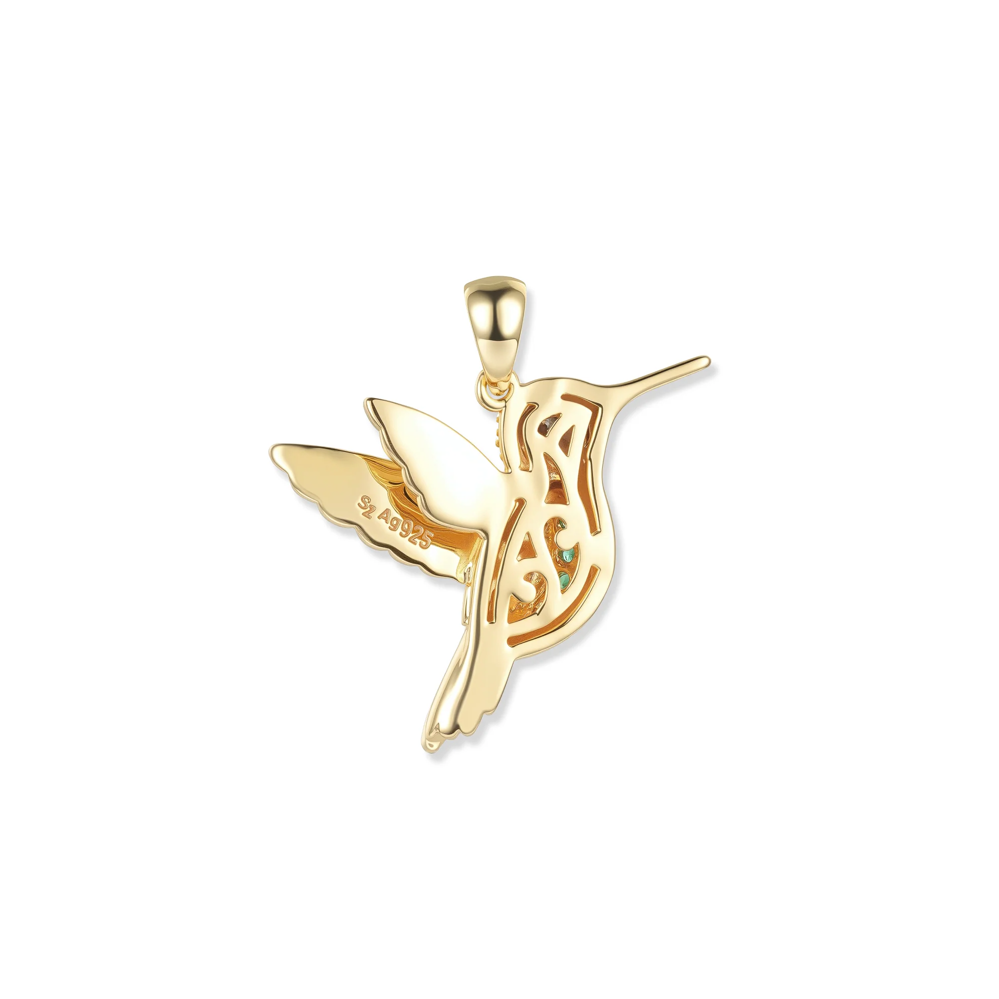 Seinerzeit Anhänger Nani Kolibri Anhänger mit grünen, blauen und orangefarbenen Zirkonia, 2 x 2,6 cm