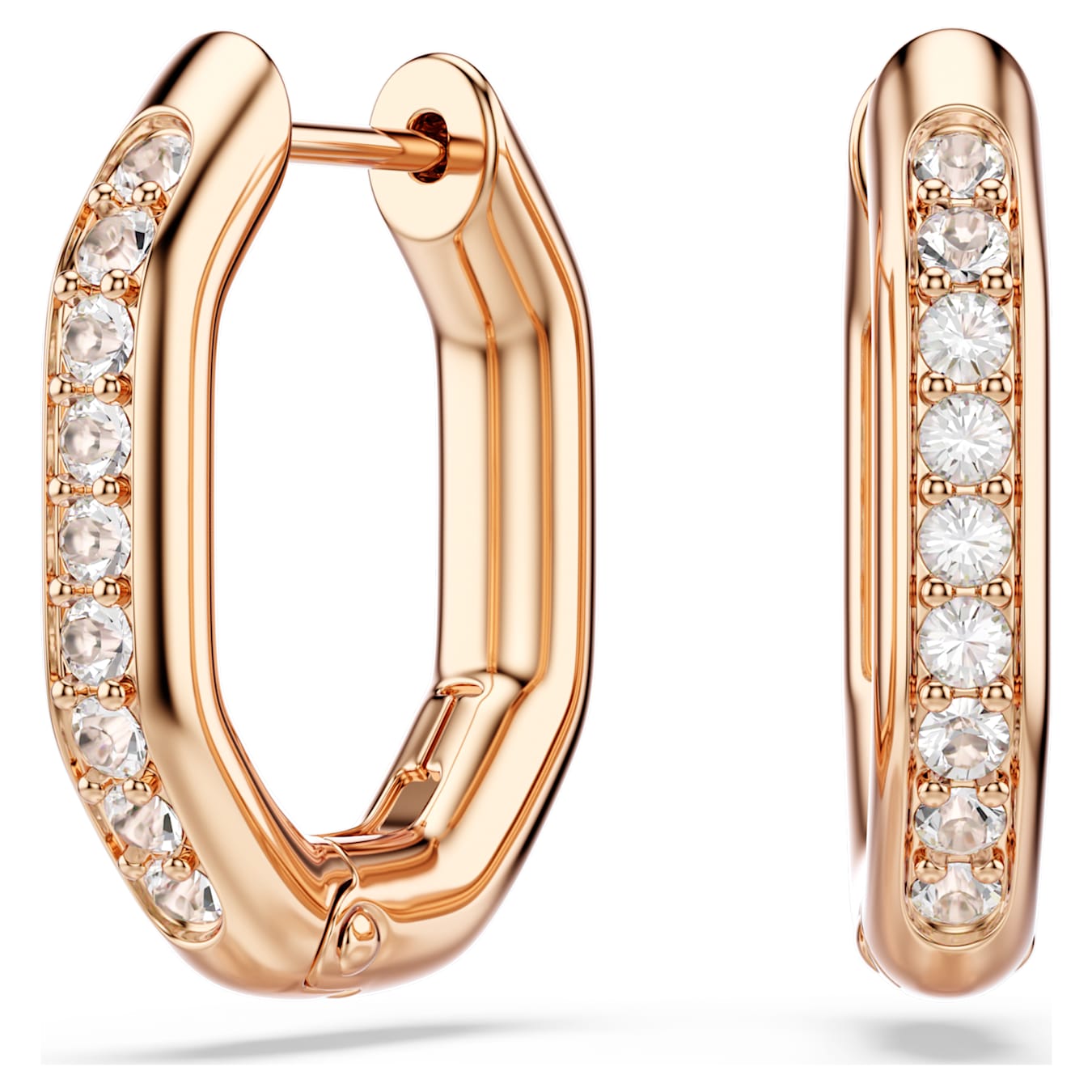 Swarovski  Dextera Kreolen Achteckform, Rundschliff, Klein, Weiß, Roségold-Legierungsschicht