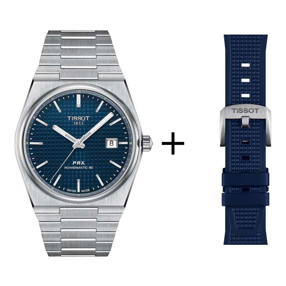 Tissot PRX Herrenuhr blau T137.407.11.041.00 Set mit blauem Kautschukband