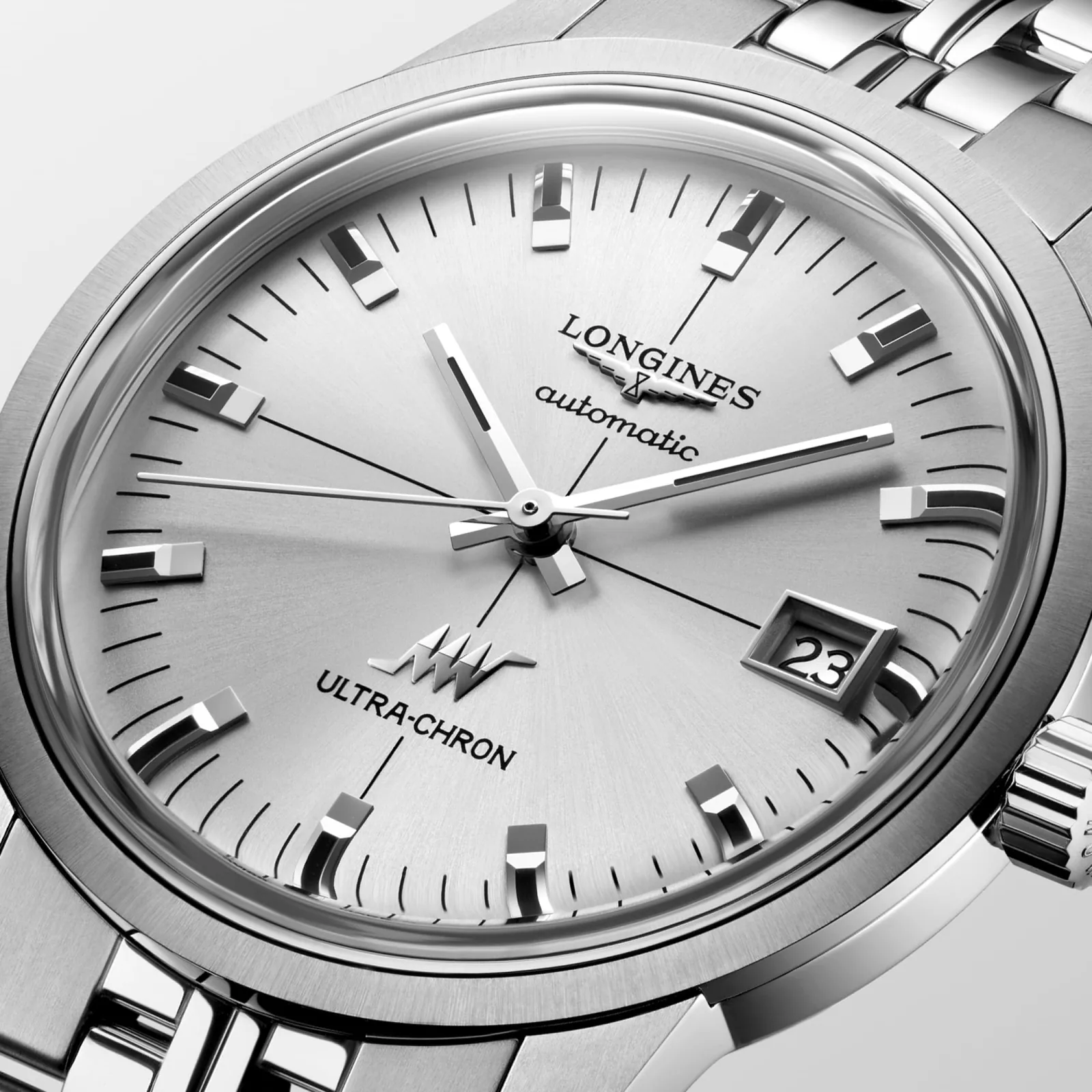 Longines Ultra-Chron Classic Silber Edelstahlband 37 mm Herrenuhr L2.537.4.72.6