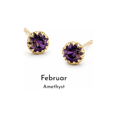 Birth Stone, Geburtsstein Ohrstecker 925/- Silber Februar Amethyst