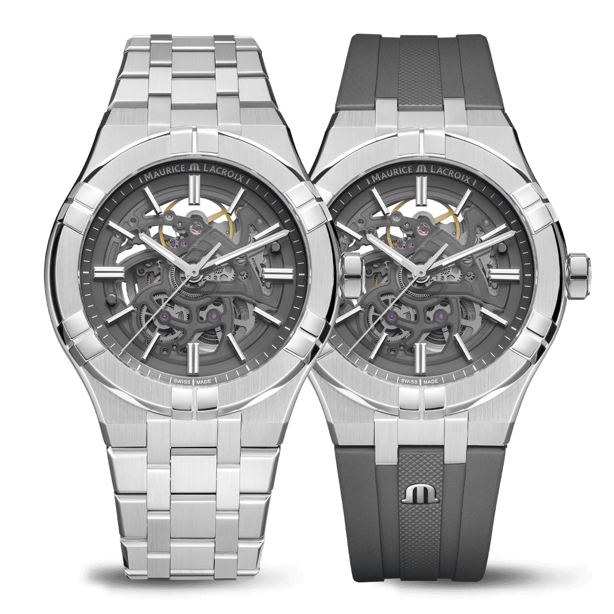 Maurice Lacroix Aikon Automatic Skeleton, Automatikwerk, Grau, inklusive Ersatzband Herrenuhr AI6008-SS00F-030-A