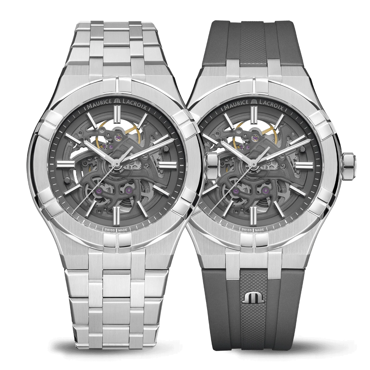 Maurice Lacroix Aikon Automatic Skeleton, Automatikwerk, Grau, inklusive Ersatzband Herrenuhr AI6008-SS00F-030-A