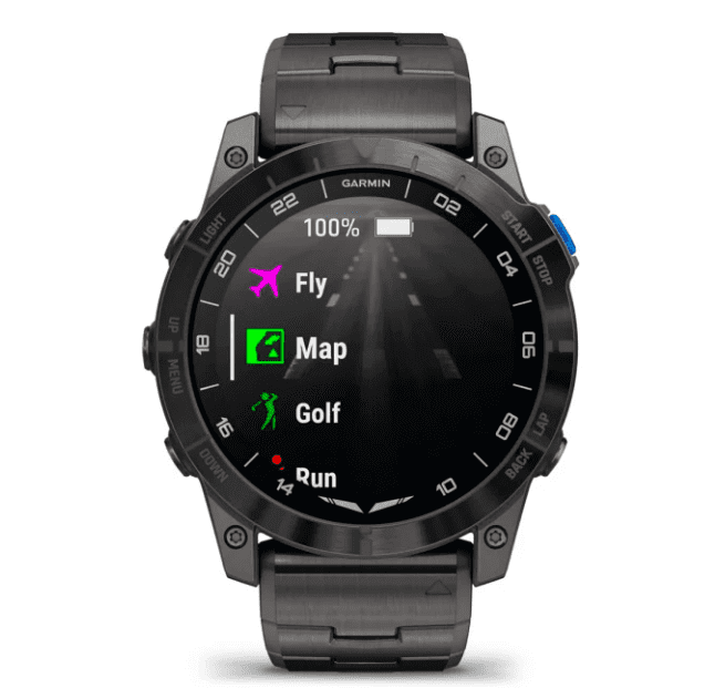 Garmin D2 Mach 1 Pro Piloten-Smartwatch mit Titan-Armband Herrenuhr mit Silikon Ersatzarmband  010-0