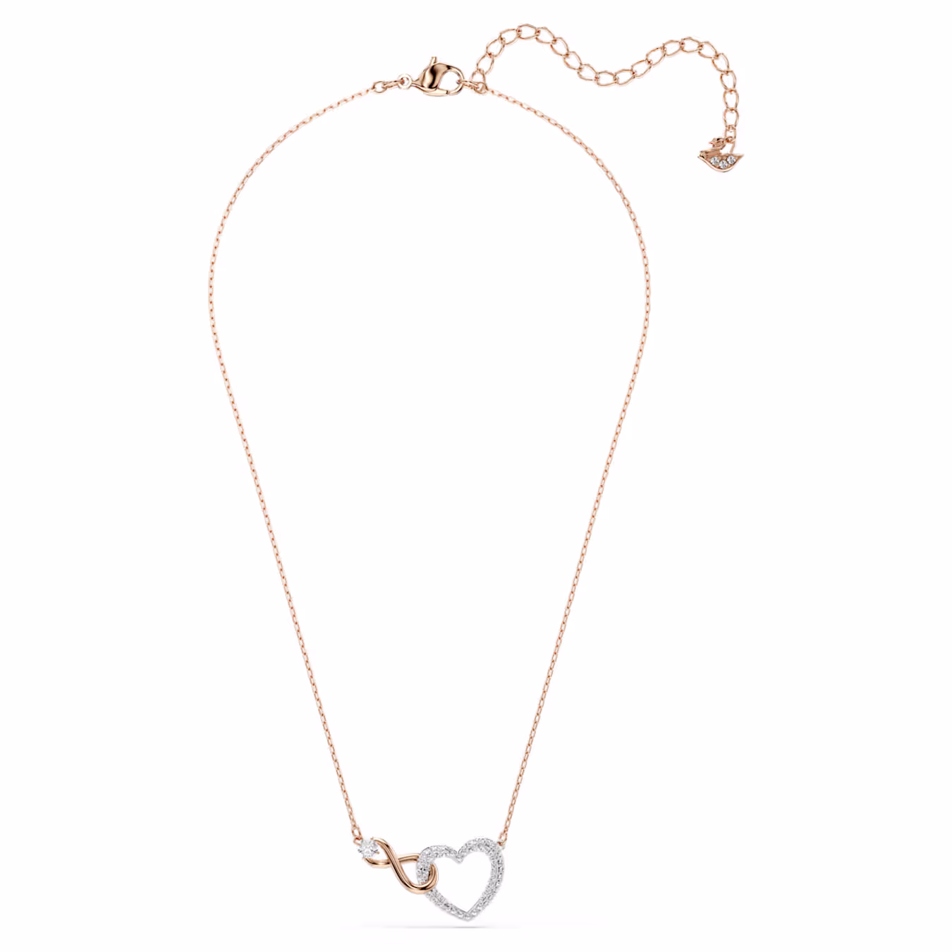 Swarovski  Hyperbola Halskette Unendlichzeichen und Herz, Weiß, Metallmix