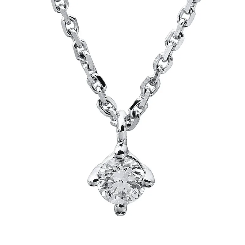 Solitaire Collier 585er Weißgold 14kt 0,1ct