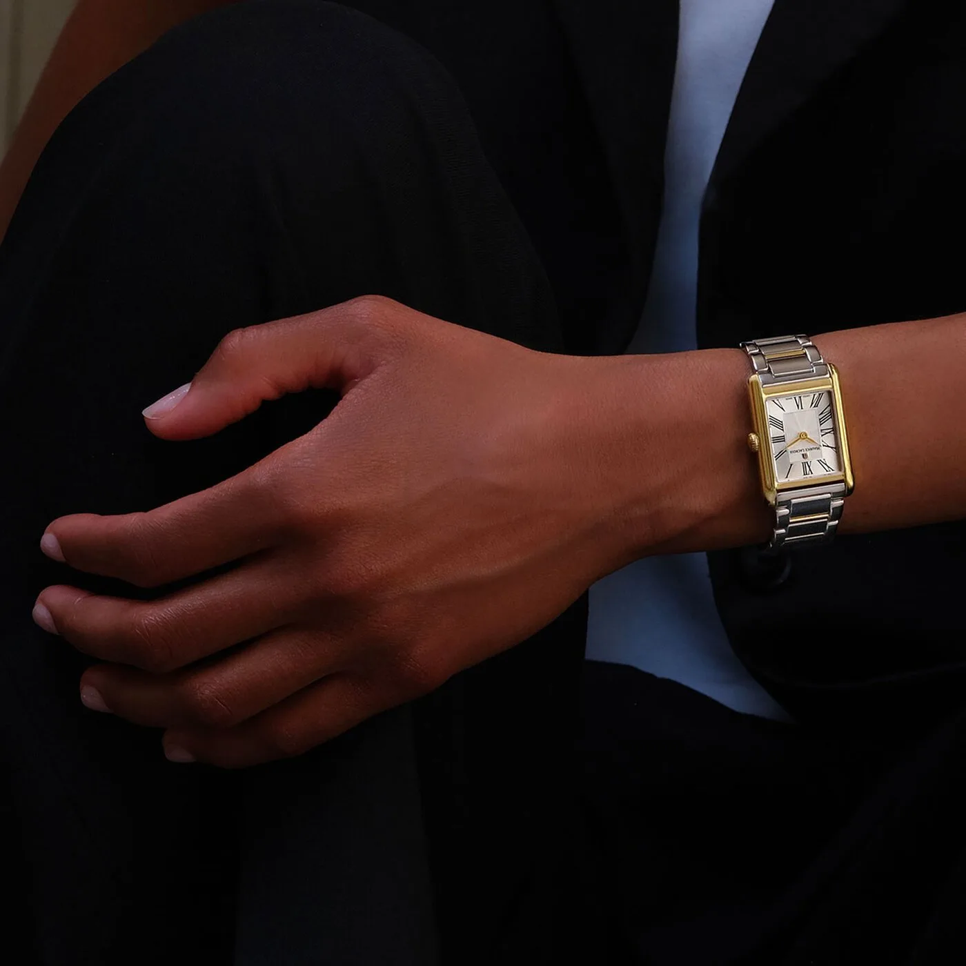 Maurice Lacroix Fiaba Square 24 x 34 mm Quarz Gelbgold-PVD bicolores Armband Damenuhr FA1205-PVY02-110-A