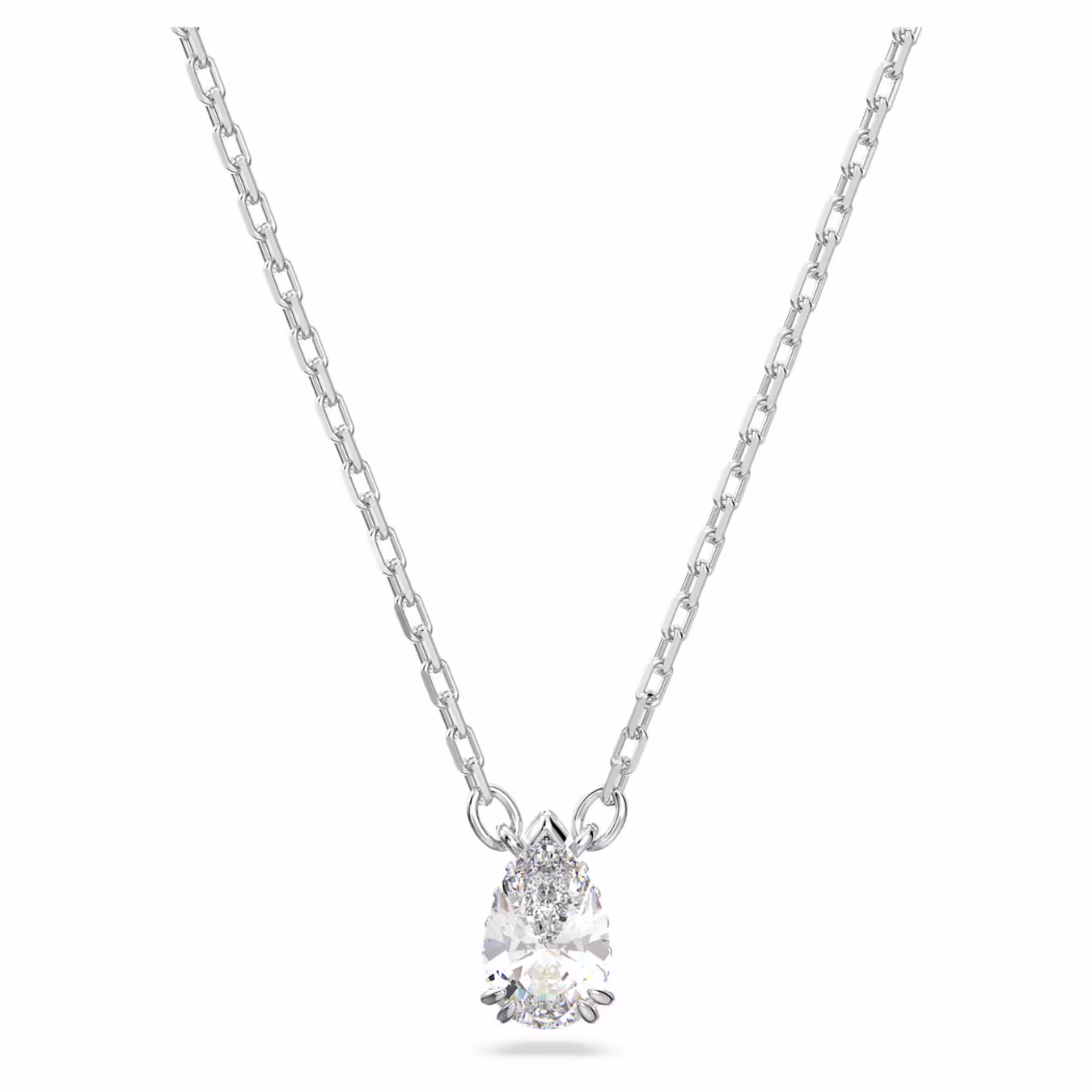 Swarovski  Stilla Anhänger Tropfenschliff, Halskette, Weiß, Rhodiniert