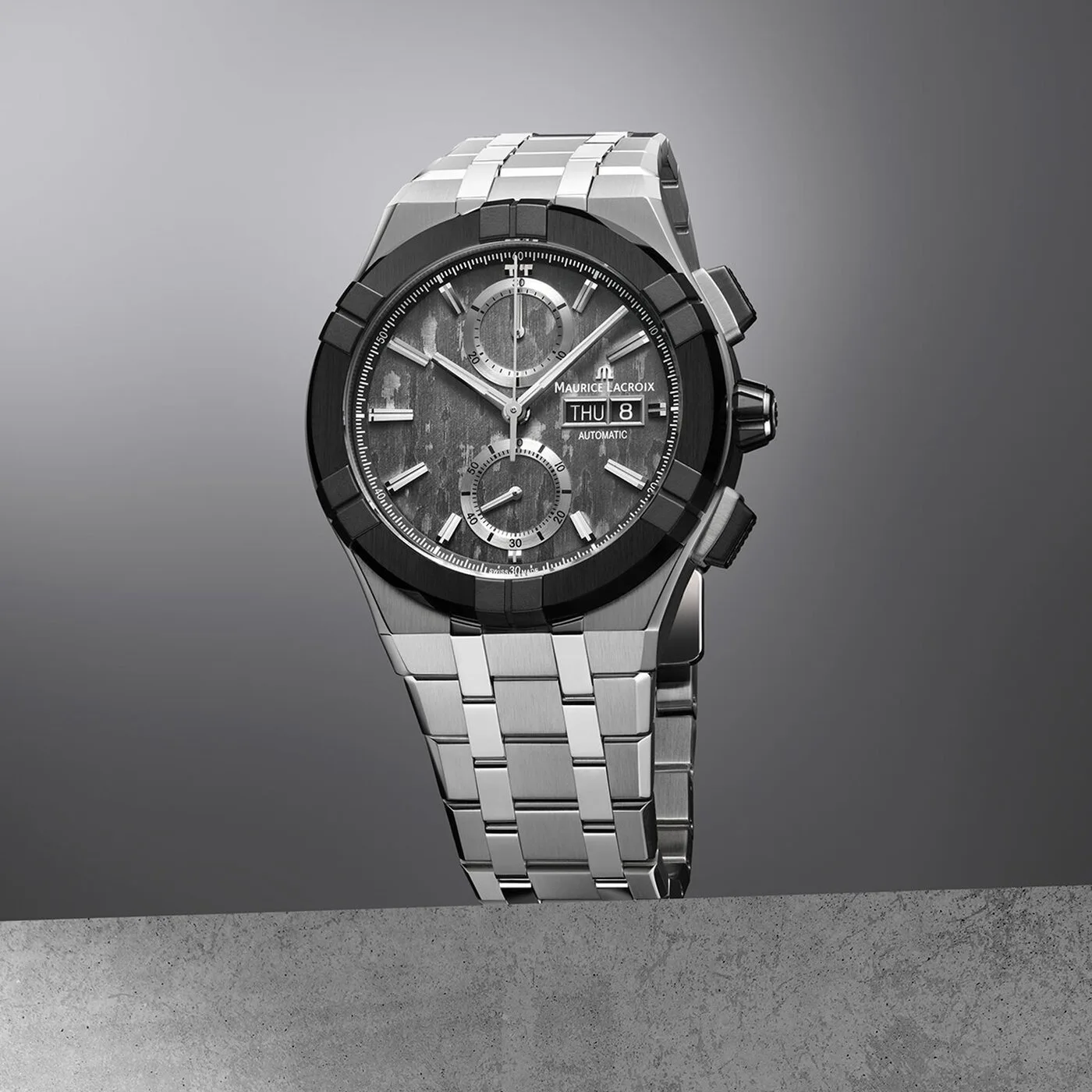 Maurice Lacroix Aikon-IC Carbon UD Chronograph 43 mm Automatik Edelstahlarmband Herrenuhr AC6038-S1C31-330-1