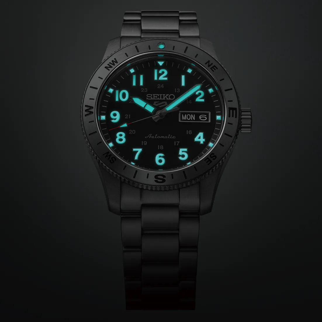 Seiko 5 Sports Field series 41mm, Edelstahl, Automatik, Schwarz Herrenuhr HDB006K1
