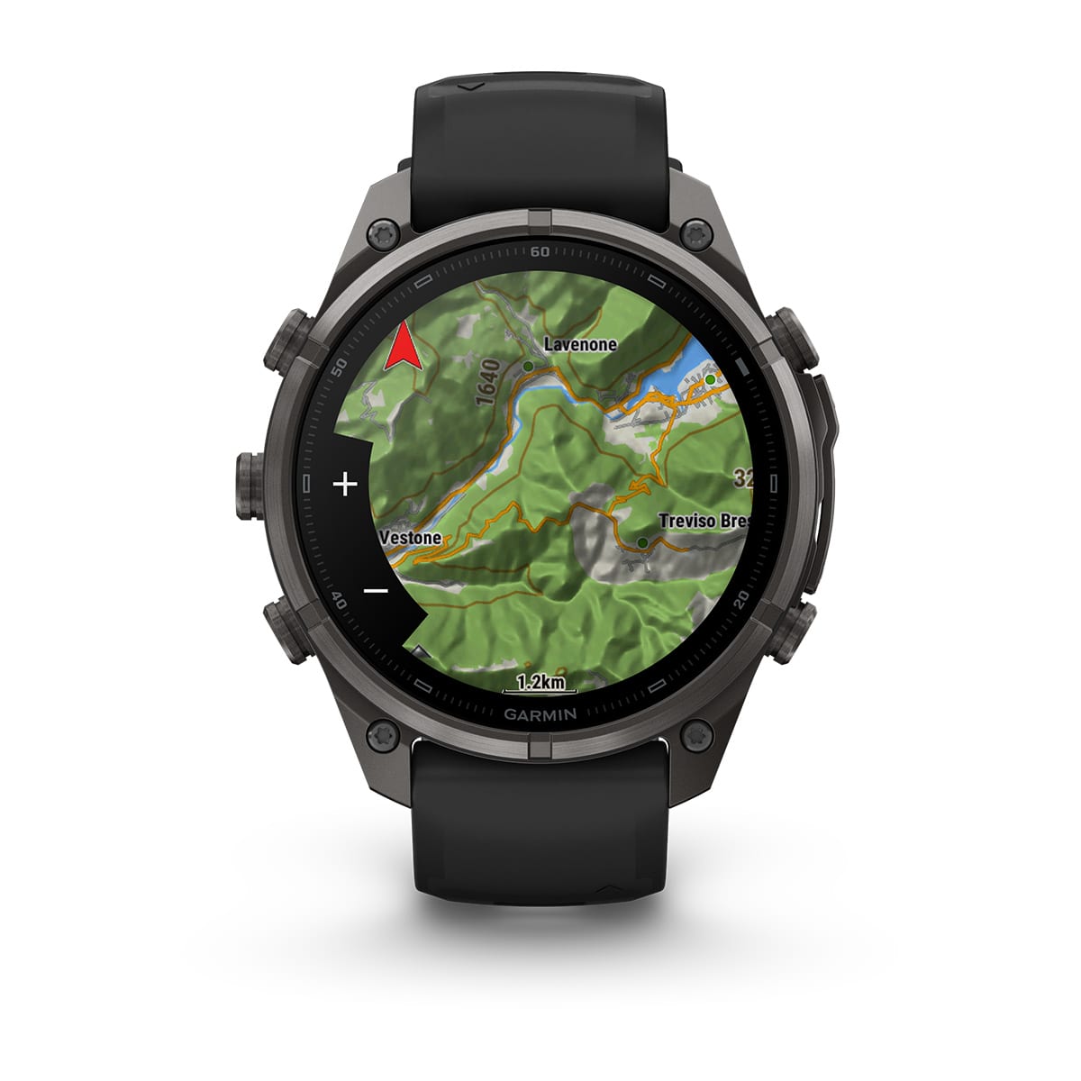 Garmin fēnix® 9 Pro inReach® - 47 mm AMOLED Sapphire Carbongrau DLC Titan mit Silikon-Armband Schwarz/Kieselgrau 010-04336-11