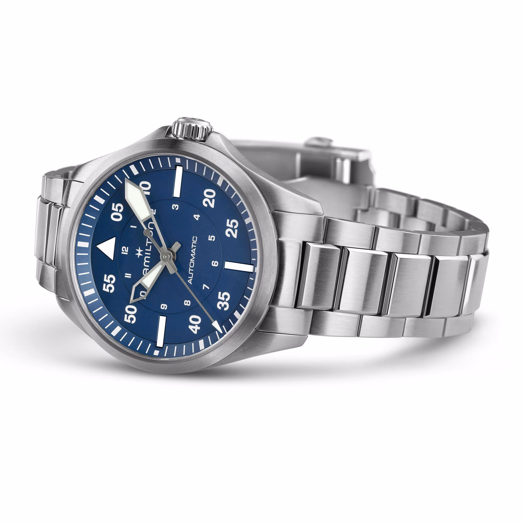 Hamilton Khaki Aviation Pilot Auto 39mm Edelstahl, Saphirglas, Blau Herrenuhr H76305140