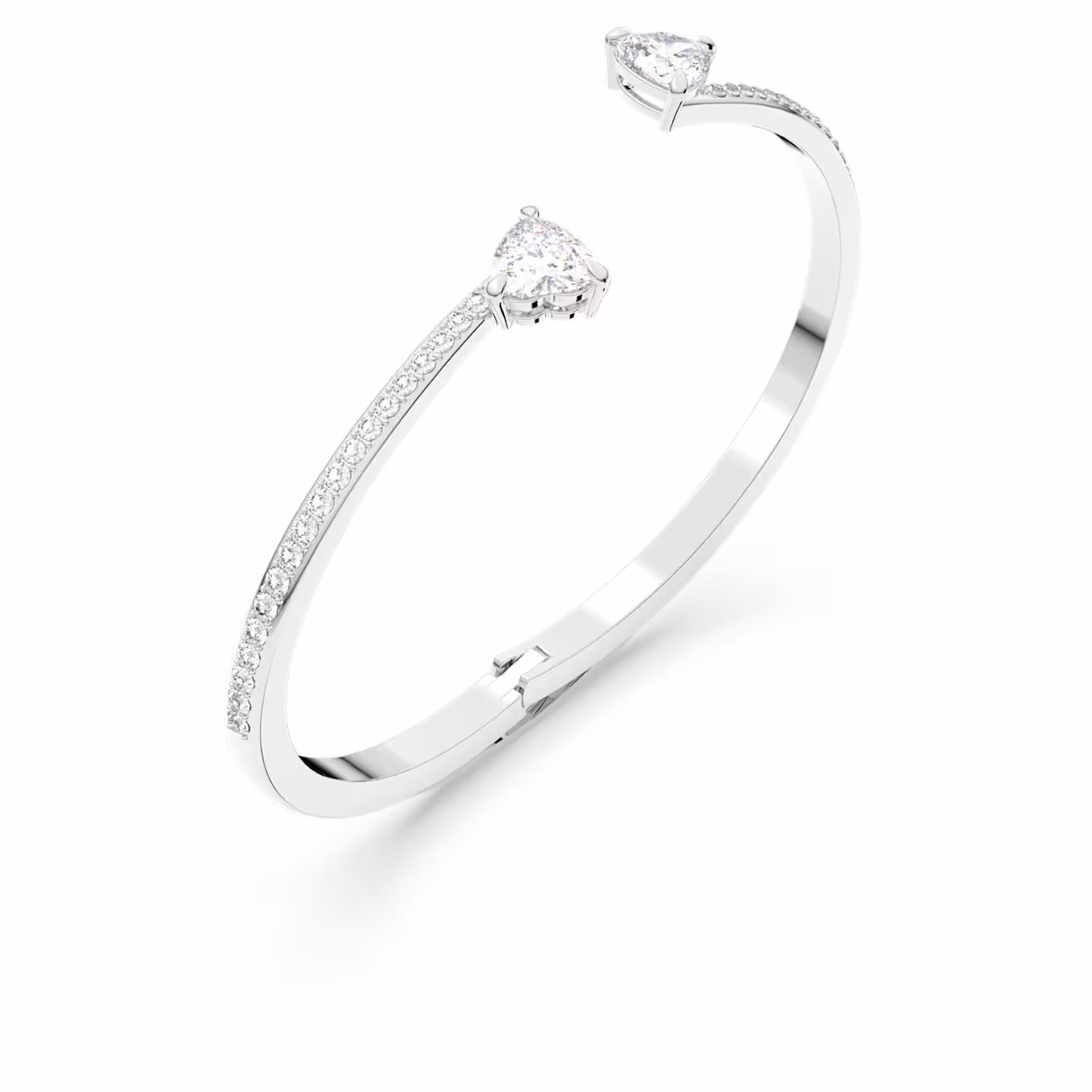 Swarovski  Mesmera Armreif Herz, Weiß, Rhodiniert Größe M