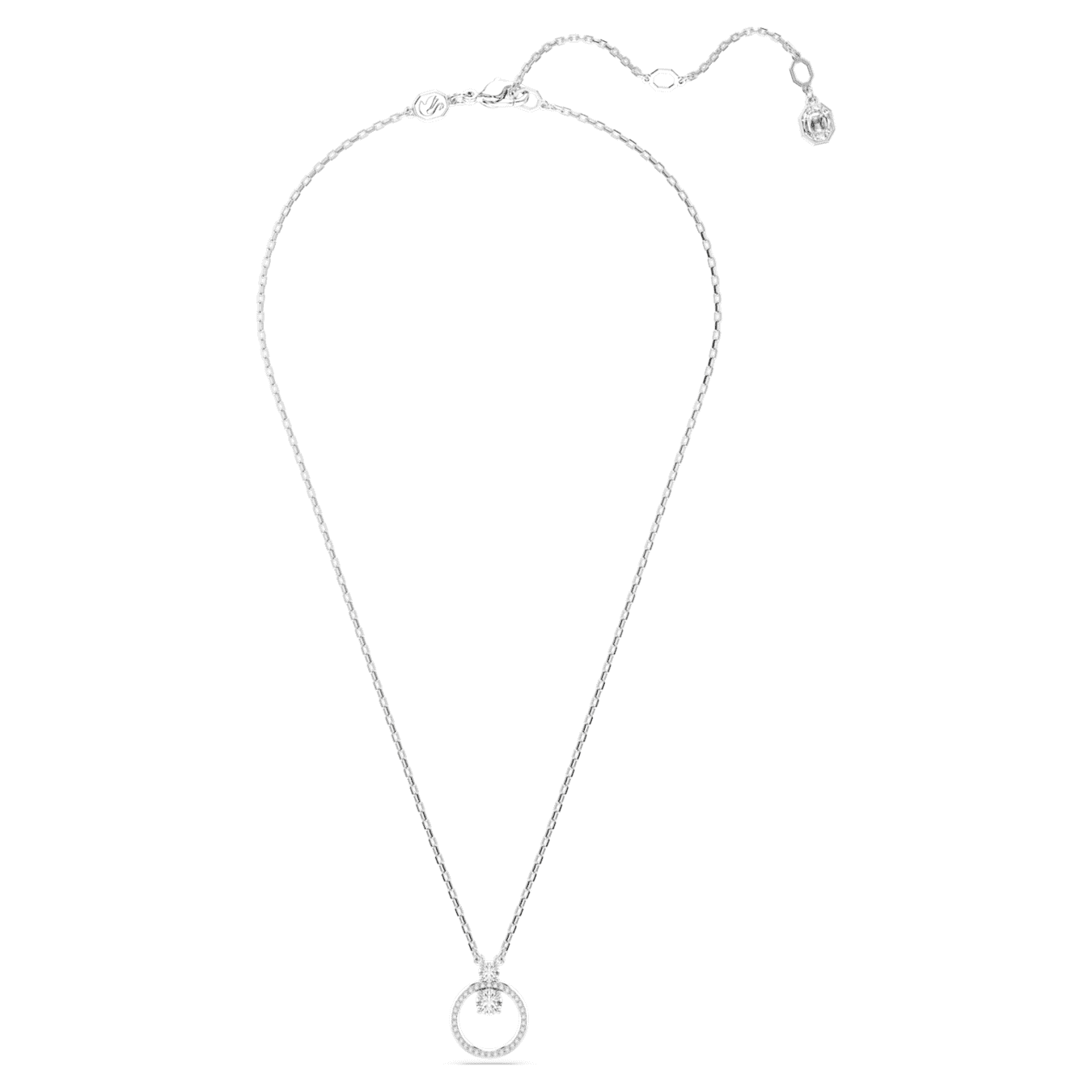 Swarovski Kette Constella Anhänger Pavé, Rundschliff, Weiß, Rhodiniert