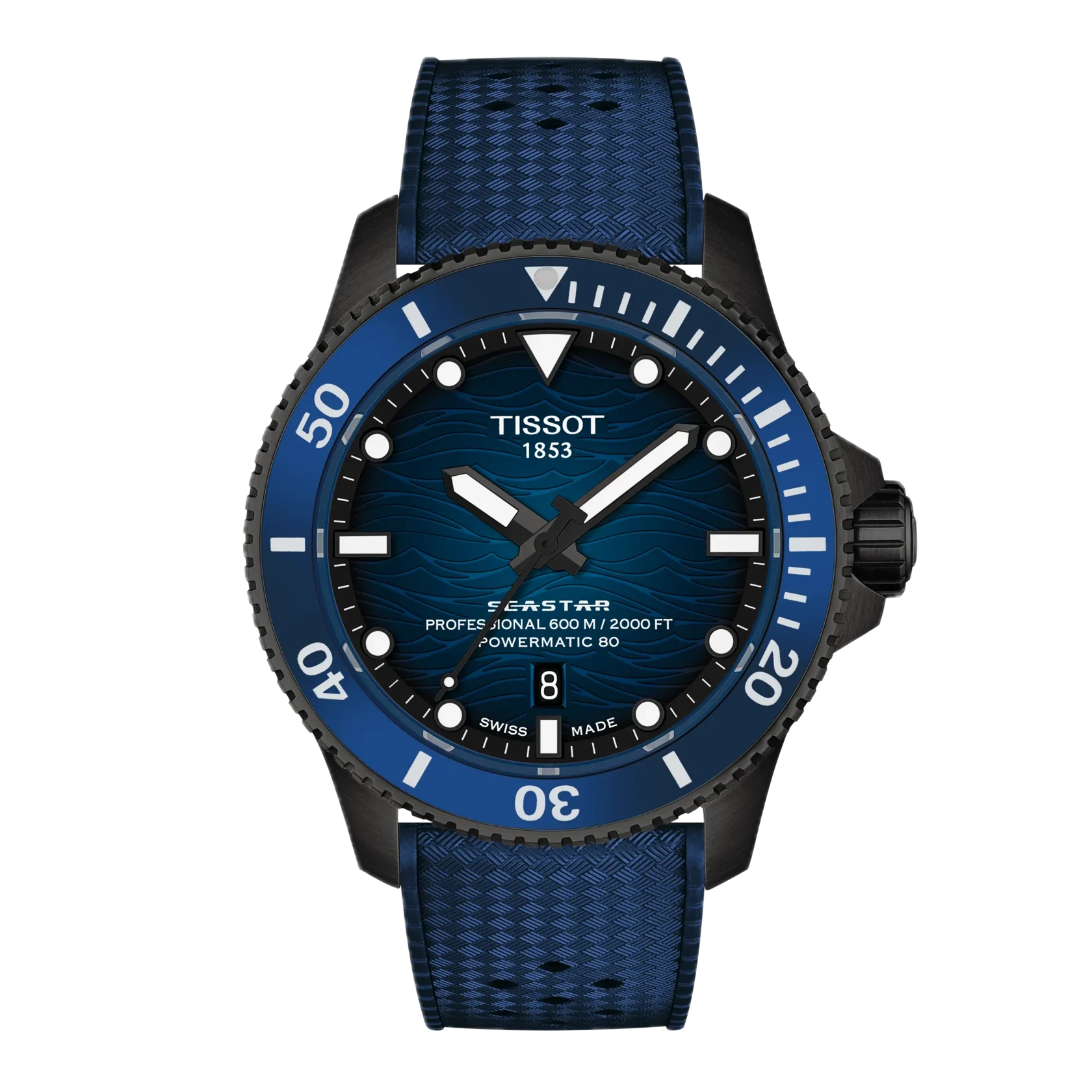 Tissot Seastar 2000 Automatik, 44mm, blaues Zifferblatt, Kautschukband Herrenuhr T120.907.37.041.00