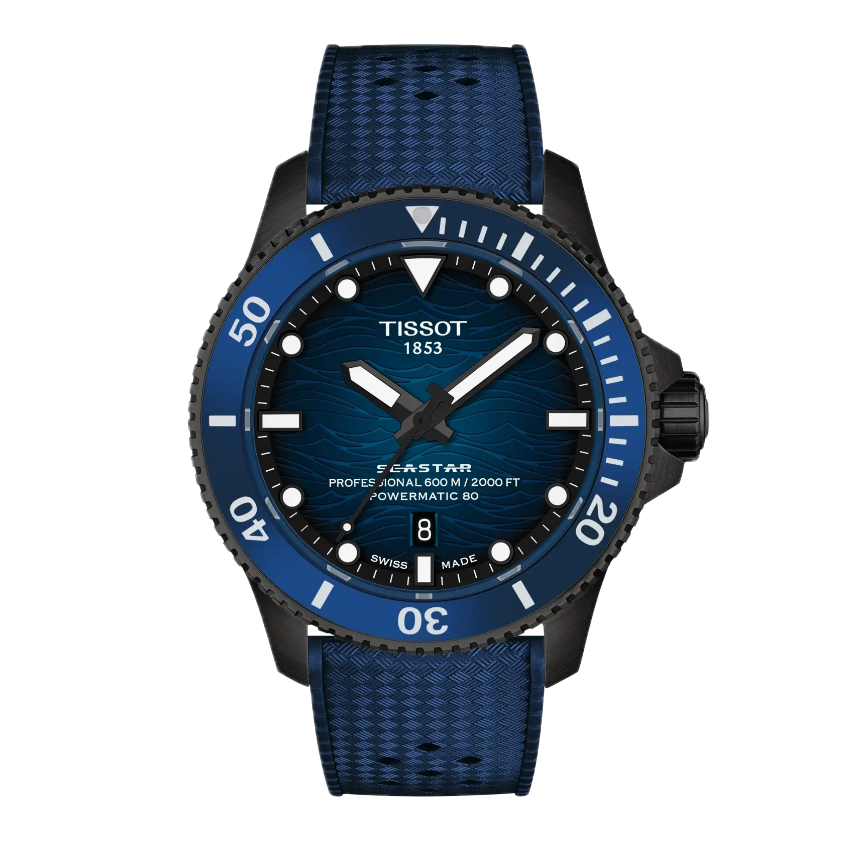 Tissot Seastar 2000 Automatik, 44mm, blaues Zifferblatt, Kautschukband Herrenuhr T120.907.37.041.00