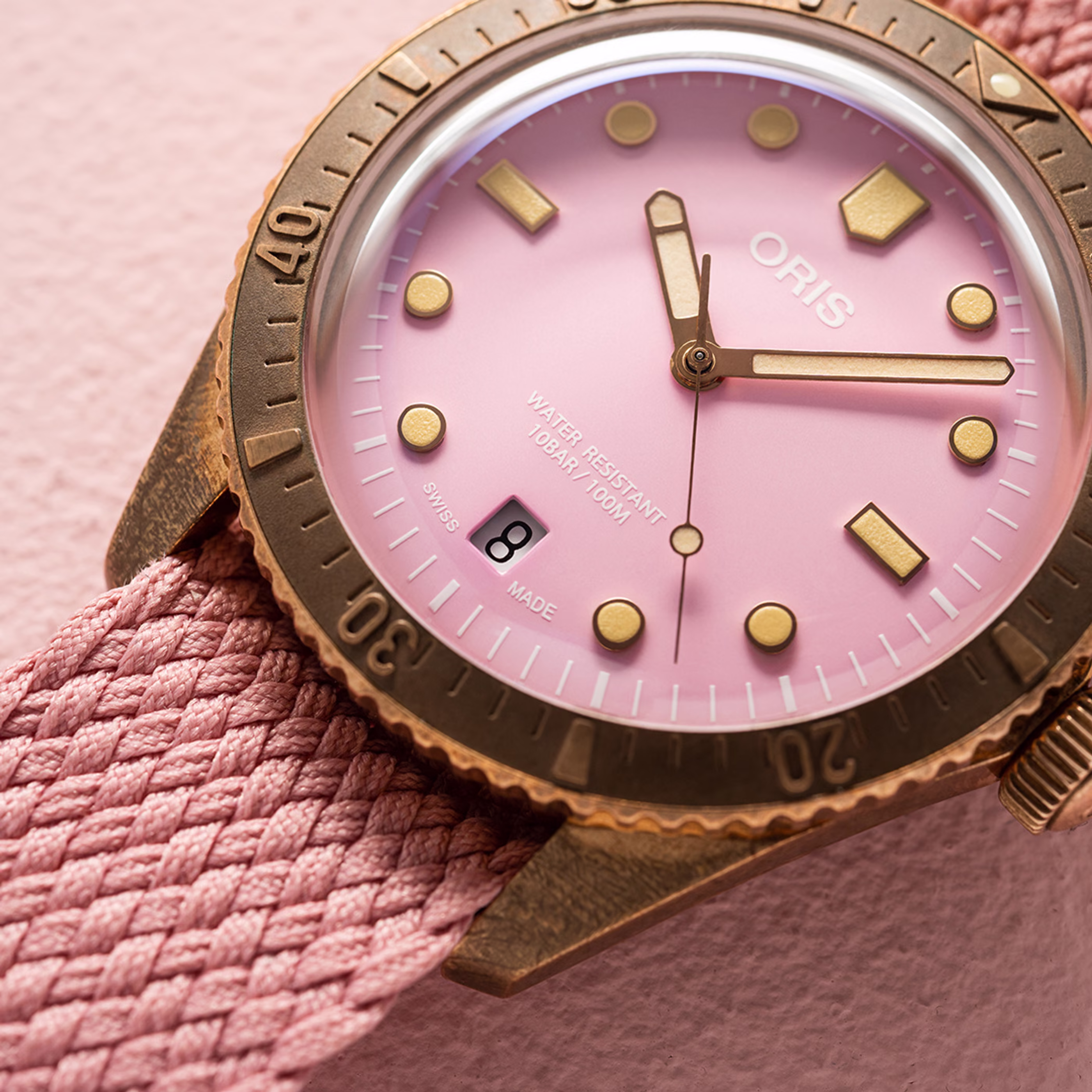 Oris Divers Sixty‑Five Cotton Candy 38mm Grün Damenuhr 01 733 7771 3158-07 3 19 04BRS