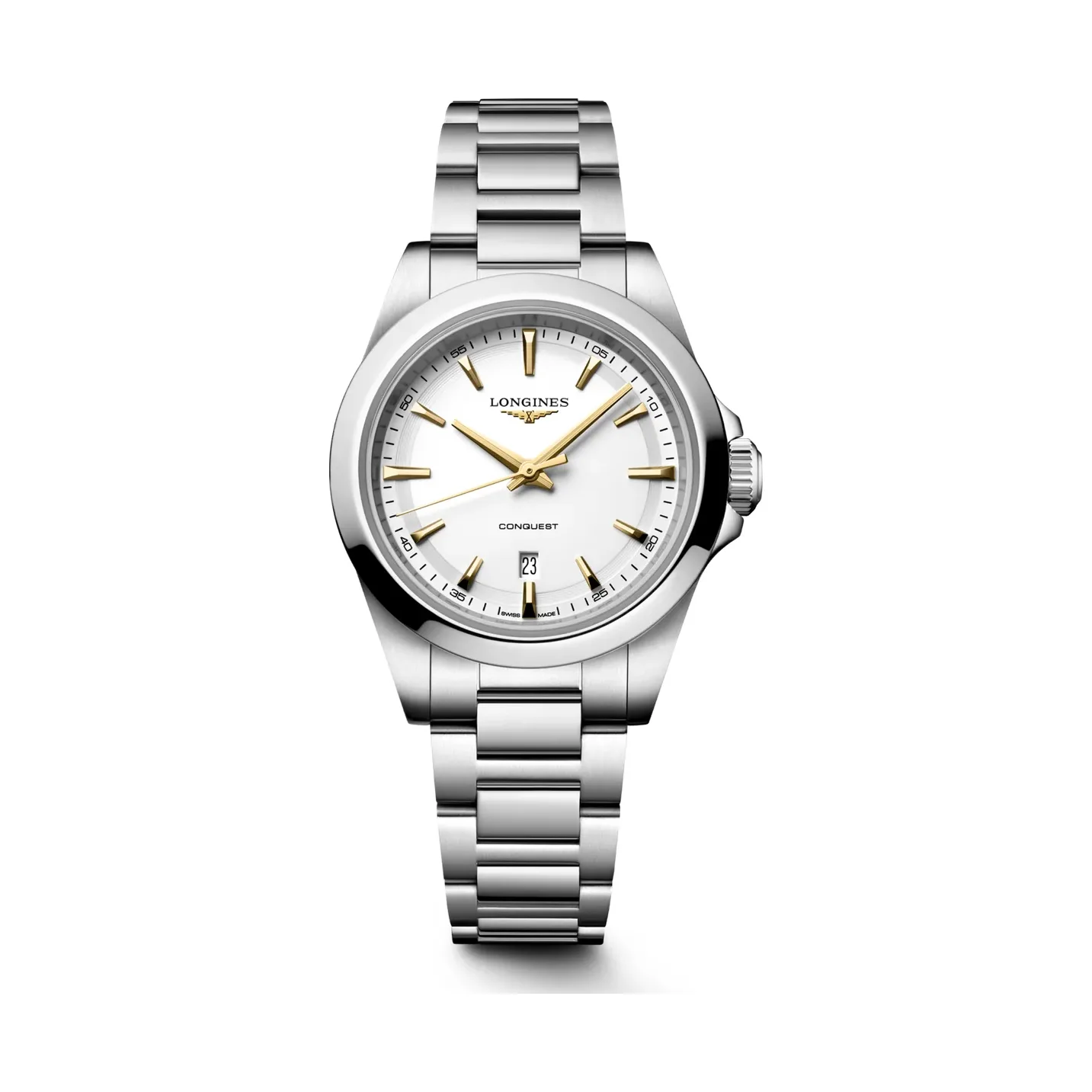 Longines Conquest Weiß Edelstahlband 30 mm Damenuhr L3.350.4.12.6