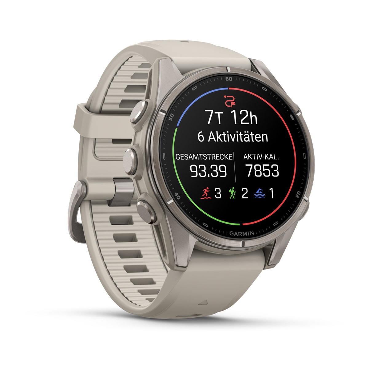 Garmin fēnix® 9 - 43 mm AMOLED Sapphire Nebelgrau/Titan mit Silikon-Armband Nebelgrau 010-04761-01