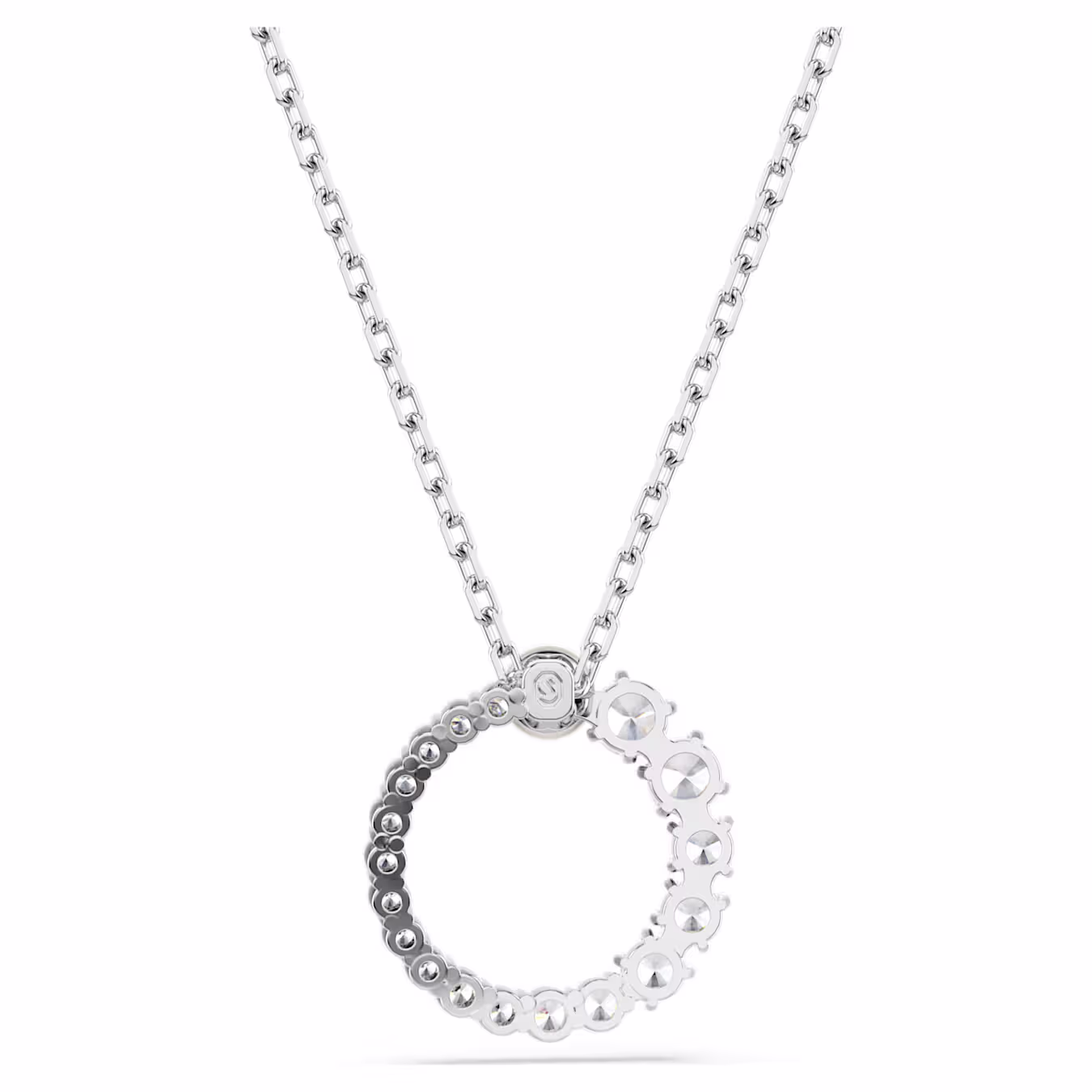 Swarovski Kette Matrix Anhänger Kristallperle, Rundschliff, Weiß, Rhodiniert
