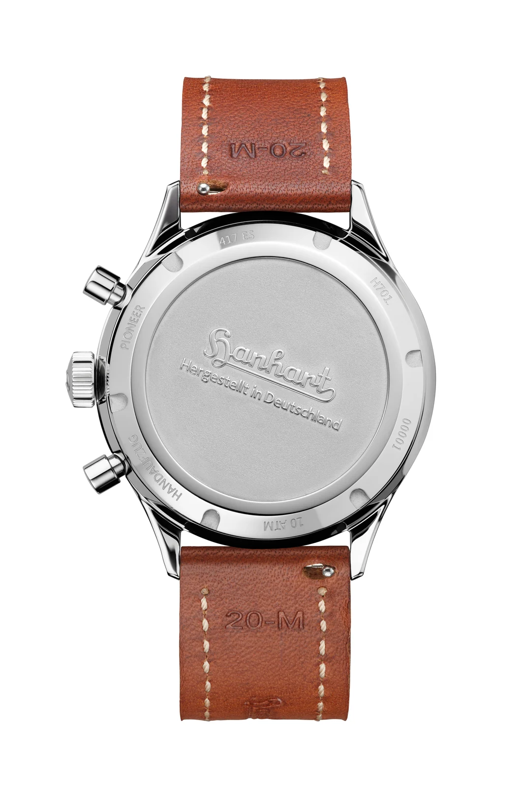 Hanhart 417 ES Moby Dick 39 mm Lederband Hellbraun Herrenuhr H701.202-8210