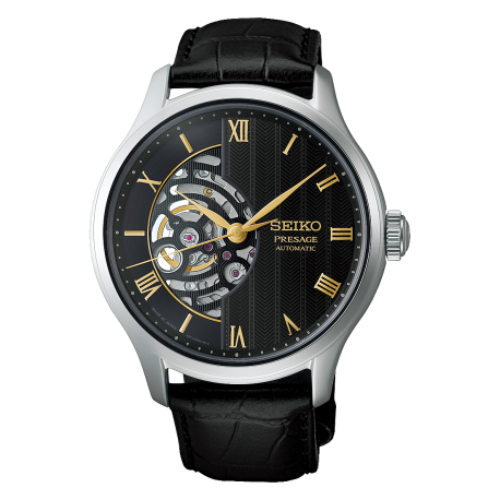 Seiko Presage Japanese Garden Skeleton Automatik Herrenuhr HCB008J1 Edelstahl Lederband schwarz