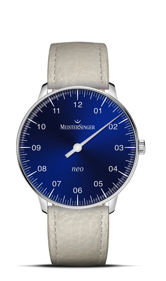 Meister Singer Neo Automatik, Blau, Lederarmband Damenuhr NES908