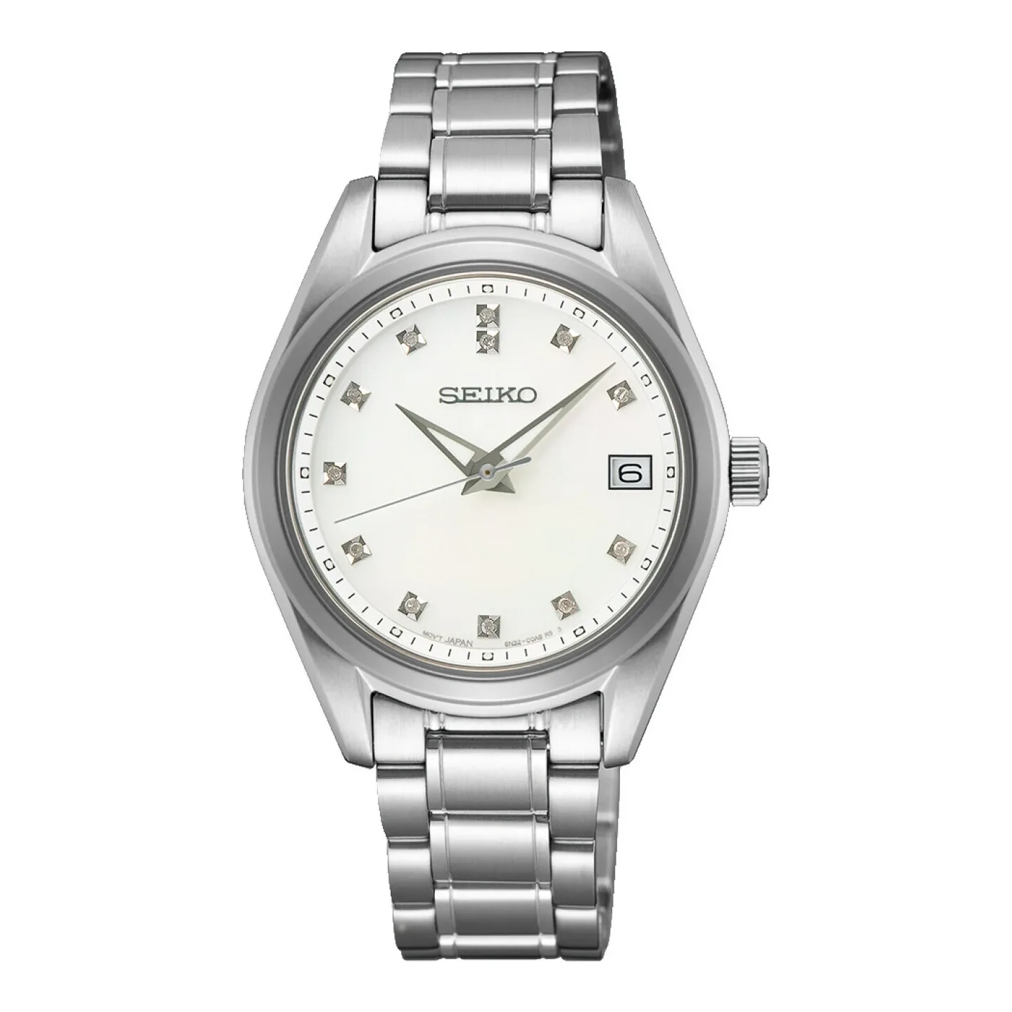 Seiko Classic Diamant Quarz 32 mm Edelstahl Perlmutt Damenuhr SUR579P1