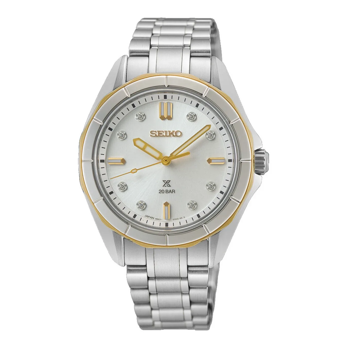 Seiko Prospex SEA Diver Quarz 34 mm Bicolor Perlmutt Damenuhr SUR618J1