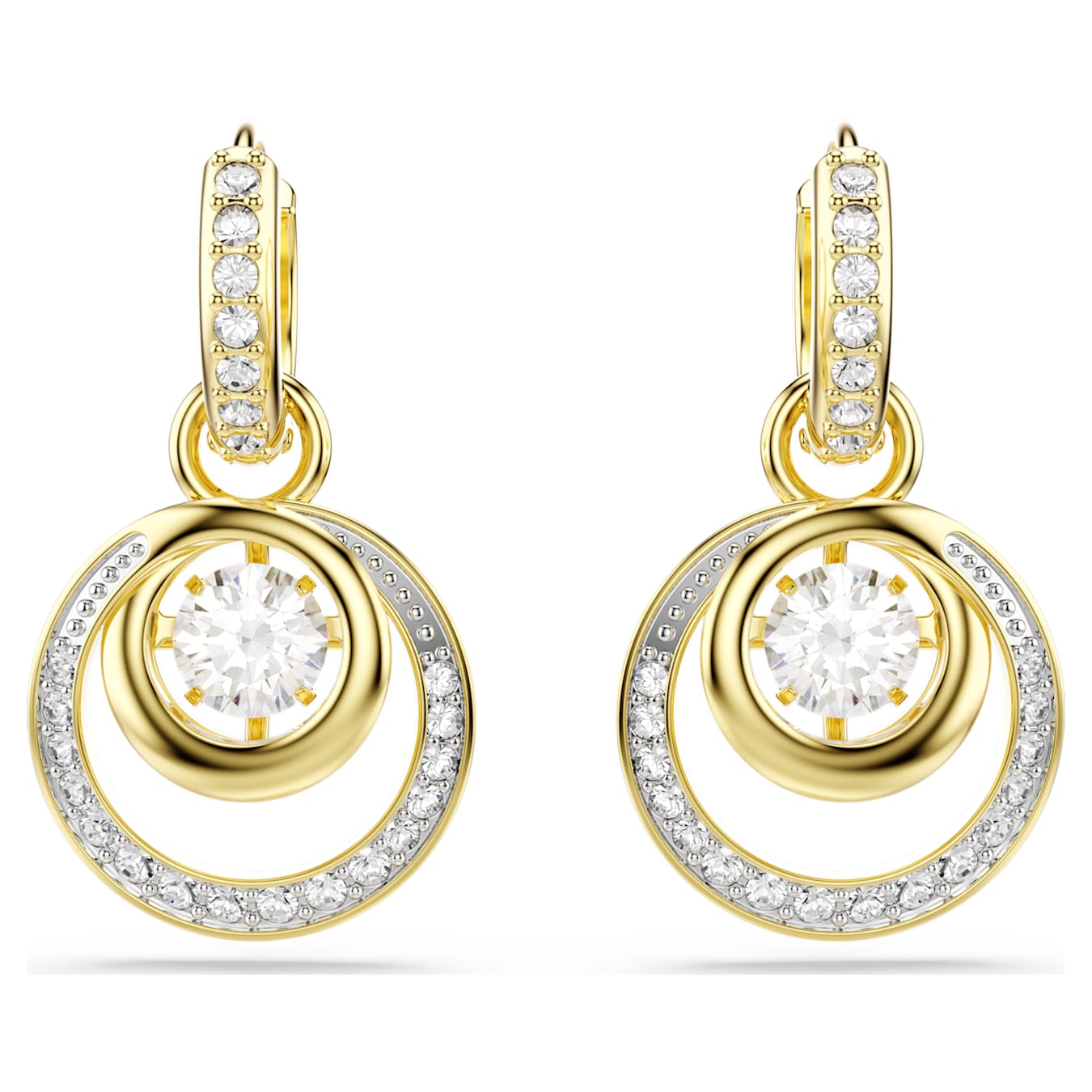 Swarovski  Hyperbola Drop-Ohrhänger Rundschliff, Weiß, Goldlegierungsschicht
