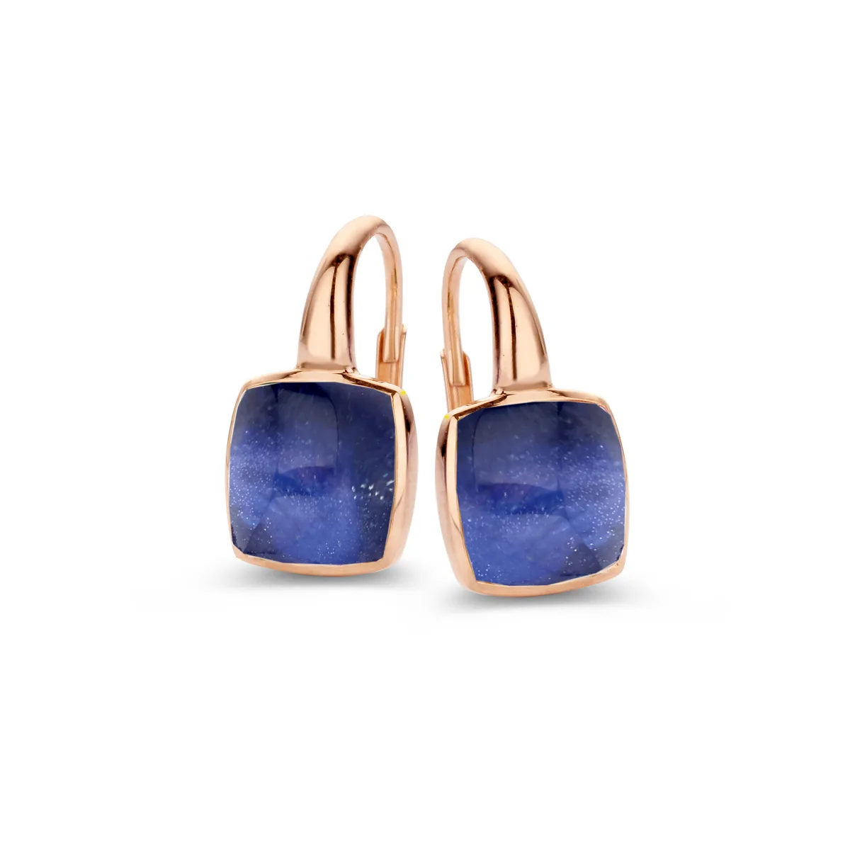 One More Pantelleria Damen Ohrringe in 18 Karat Roségold mit Quarz auf Sodalit 051404NS