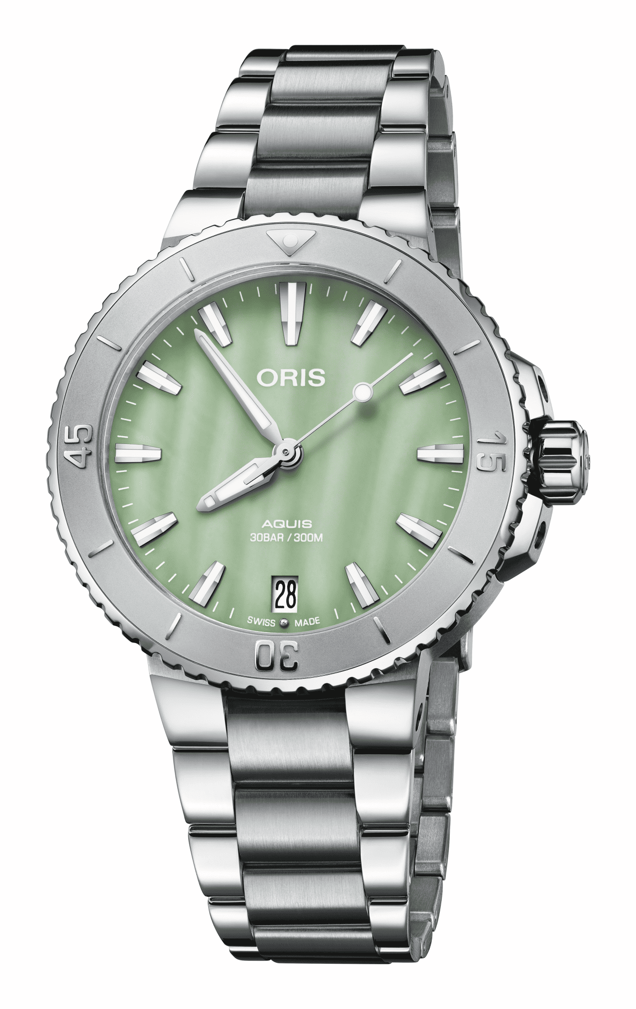 Oris Aquis Date 36,5mm Grün Perlmutt Damenuhr 01 733 7770 4157-07 8 18 05P