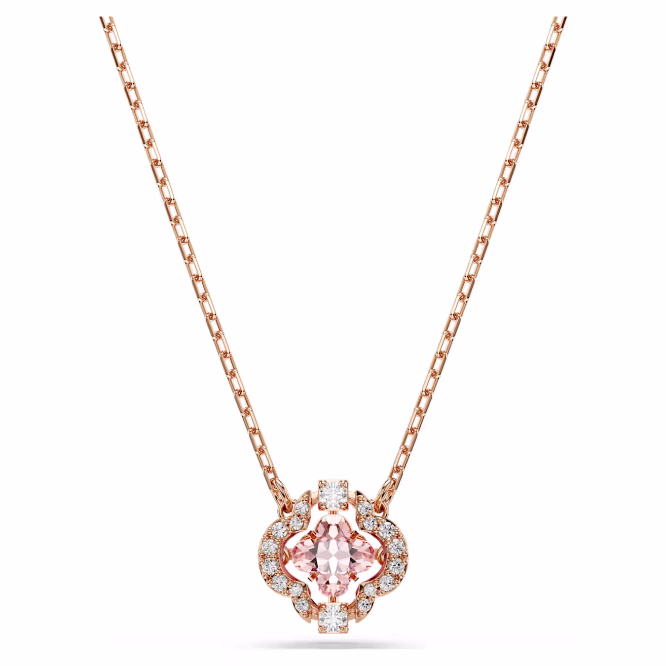 Swarovski  Una Halskette Glücksklee, Rosa, 18k rosévergoldet