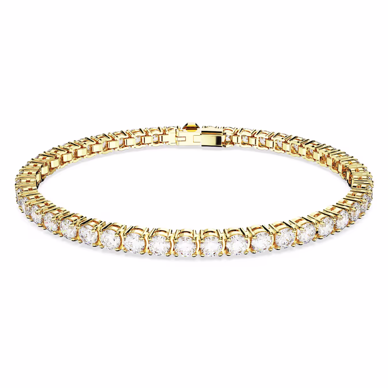Swarovski  Matrix Tennis Armband Rundschliff, Weiß, Goldlegierungsschicht