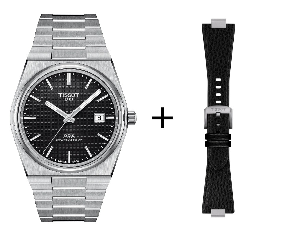 Tissot PRX Herrenuhr T137.407.11.051.00 Set mit schwarzen Lederband 