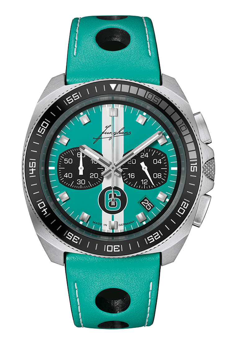 Junghans 1972 Chronoscope Sports Edition 2026, Türkis, Quarzwerk, Limited Edition Herrenuhr 41/4558.00