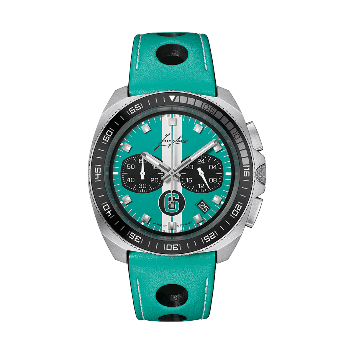 Junghans 1972 Chronoscope Sports Edition 2026, Türkis, Quarzwerk, Limited Edition Herrenuhr 41/4558.00