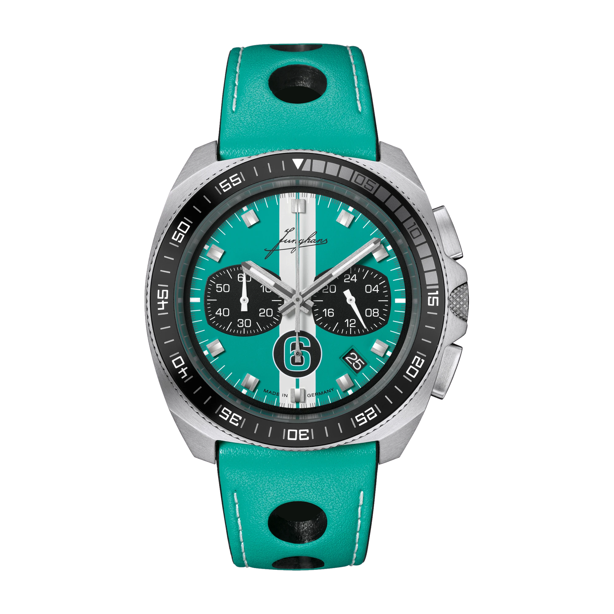 Junghans 1972 Chronoscope Sports Edition 2026, Türkis, Quarzwerk, Limited Edition Herrenuhr 41/4558.00