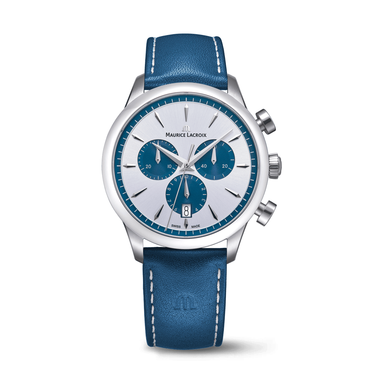 Maurice Lacroix 1975 Quartz Chronograph Silber/Blau 40MM Herrenuhr 751038-SS001-131-4