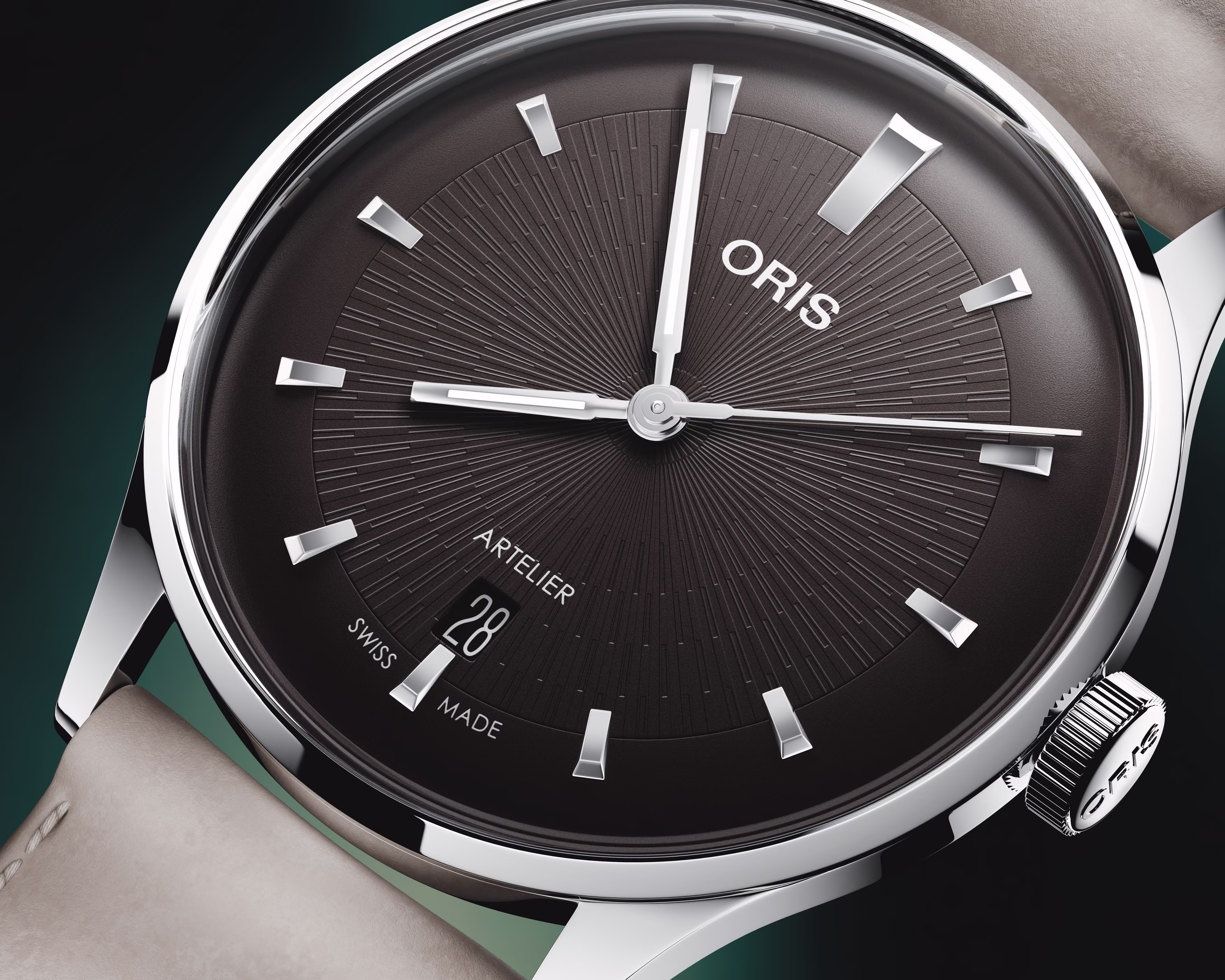 Oris Artelier Date 38mm Automatik Lederband Schwarz Herrenuhr 01 733 7810 4054-07 6 20 18FC